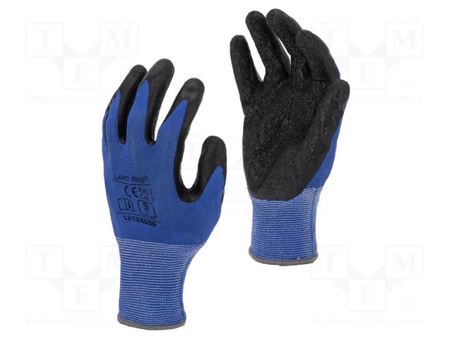 Protective gloves; Size: 10; blue-black; latex,polyester; 12pcs. LAHTI PRO LAHTI-L212410W