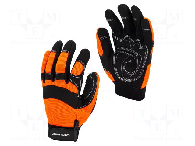Protective gloves; Size: 9; black-orange; tag LAHTI PRO LAHTI-L280509K