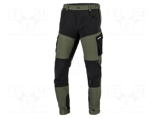 Dungarees; Size: XL; green-black; STRETCH; 240g/m2 LAHTI PRO LAHTI-L4053804