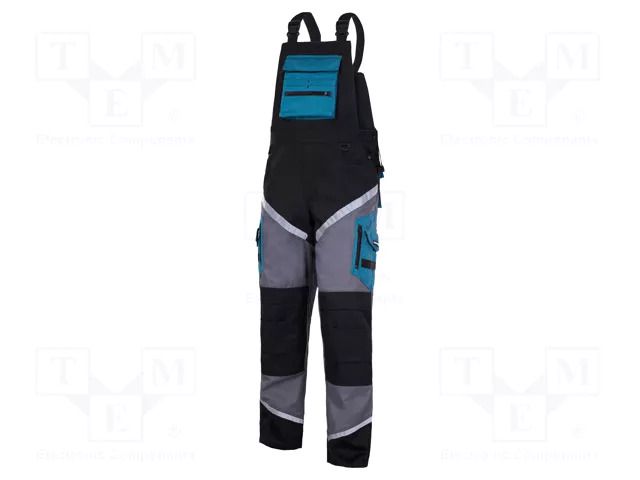 Dungarees; Size: XL; black-grey-turquoise; with reflector LAHTI PRO LAHTI-L4060204