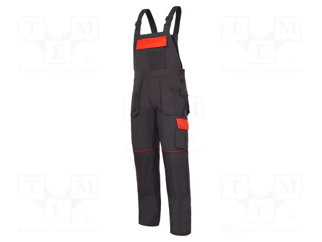 Dungarees; Size: 48,S; graphite-orange; 190g/m2; bib pants LAHTI PRO LAHTI-L4060348