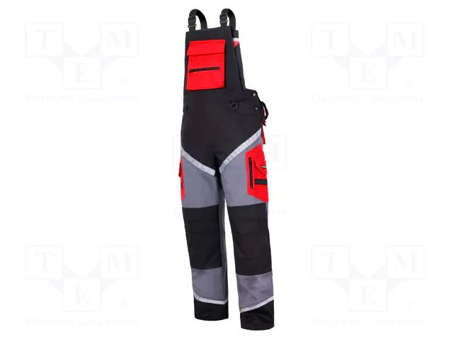 Dungarees; Size: S; red, black, grey; 270g/m2; bib pants LAHTI PRO LAHTI-L4060501