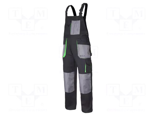 Dungarees; Size: 2L,54; black-green; 270g/m2; bib pants LAHTI PRO LAHTI-L4060654