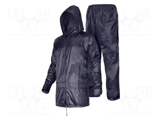Rainproof set; Size: L; navy blue; with a hood; Kit: jacket,pants LAHTI PRO LAHTI-L4140103