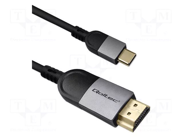 Cable; HDMI plug,USB C plug; PVC; 2m; black; 18Gbps QOLTEC QOLTEC-50438