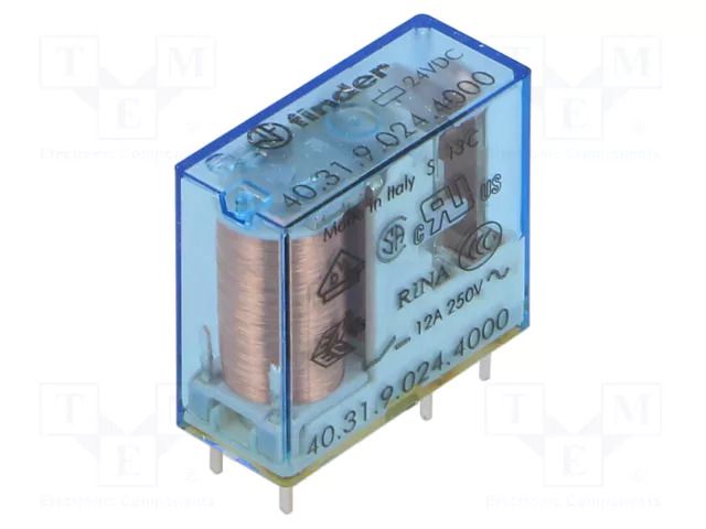 Relay: electromagnetic; SPDT; Ucoil: 24VDC; 12A/250VAC; 40.31; 900Ω FINDER 40.31.9.024.4000