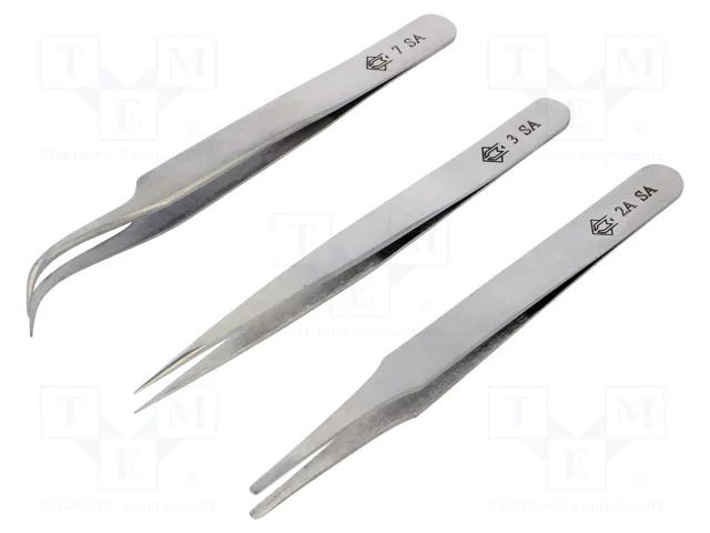 Tweezers-set; universal; 3pcs; Kit: PG-2A-SA,PG-3-SA,PG-7-SA PIERGIACOMI PG-KIT3.1