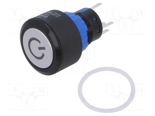 Switch: push-button; Pos: 2; SPDT; 0.5A/220VAC; 1A/24VDC; ON-(ON) ONPOW LAS1-APY-11TG12VP