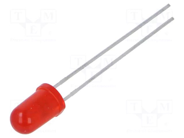 LED; red; 5mm; 5.6÷19mcd; 36°; Front: convex; 2÷2.6VDC; No.of term: 2 LITEON LTL-4223