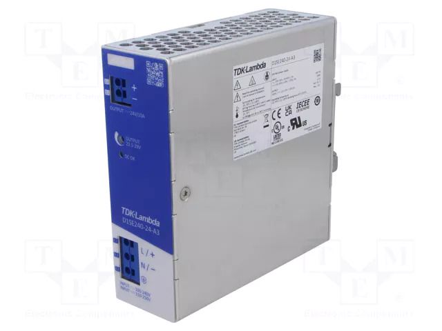 Power supply: switching; for DIN rail; 240W; 24VDC; 0÷10A; IP20 TDK-LAMBDA D1SE240-24-A3