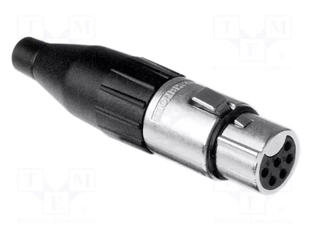 Connector: XLR; plug; female; AC; 7.5A; 133V; PIN: 6; IP40; straight AMPHENOL AC6AF