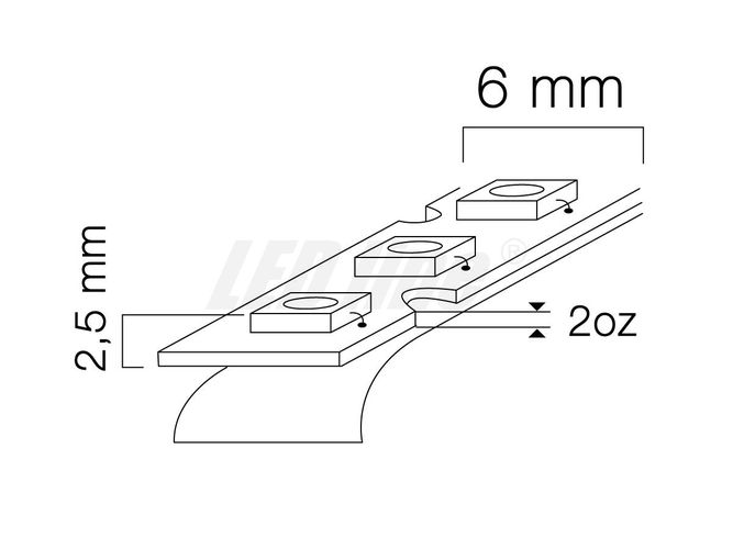 LED juosta 60 LED/m SMD3528 12V neutraliai balta 4000K S formos, LED line 246494 5901583246494