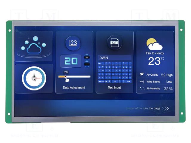 Display: TFT; 10.1"; 1024x600; Illumin: LED; 16MBFLASH; RGB; 8pin,SD Dwin Technology DMG10600C101-03WN