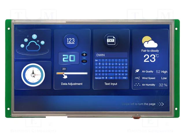 Display: TFT; 10.1"; 1024x600; Illumin: LED; 16MBFLASH; RGB; 8pin,SD Dwin Technology DMG10600C101-03WTR
