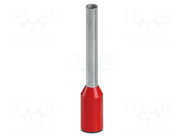 Tip: bootlace ferrule; insulated; copper; 1mm2; Bit len: 12mm; red PHOENIX CONTACT AI1-12RD