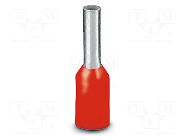 Tip: bootlace ferrule; insulated; copper; 1mm2; Bit len: 6mm; red PHOENIX CONTACT AI1-6RD
