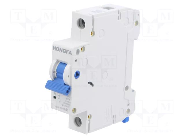 Circuit breaker; 230/400VAC; Inom: 63A; Poles: 1; Charact: C; 10kA HONGFA RELAY UEB6-63H/C631