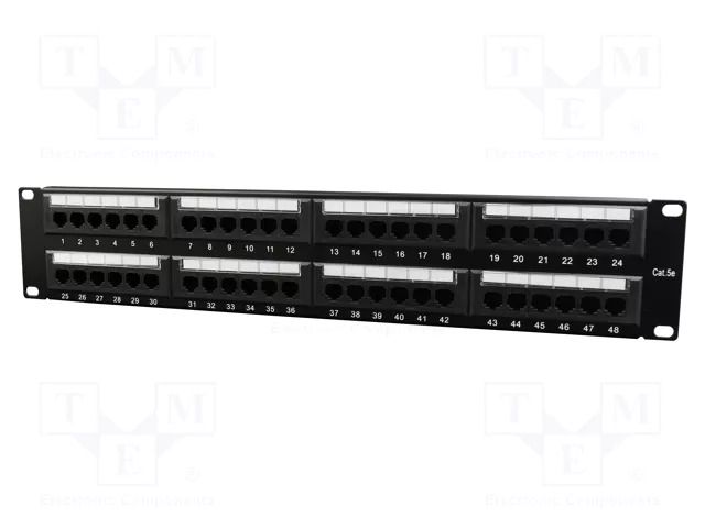 Patch panel; black; Number of ports: 48; Standard: 19"; Cat: 5e GEMBIRD NPP-C548CM-001
