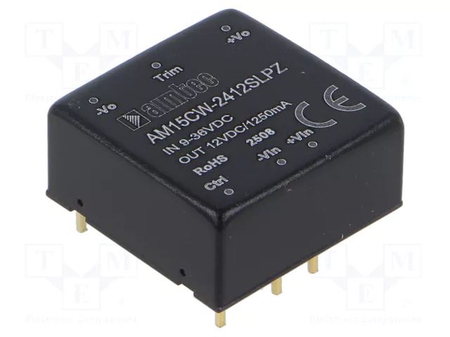 Converter: DC/DC; 15W; Uin: 9÷36VDC; Uout: 12VDC; Iin: 694mA; THT AIMTEC AM15CW-2412SLPZ