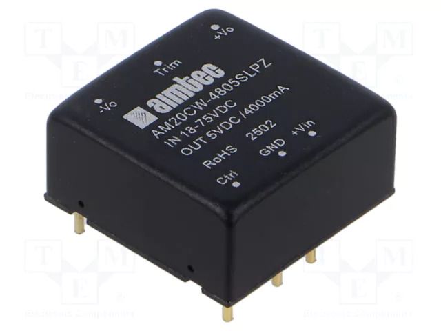 Converter: DC/DC; 20W; Uin: 18÷75VDC; Uout: 5VDC; Iin: 463mA; Iout: 4A AIMTEC AM20CW-4805SLPZ
