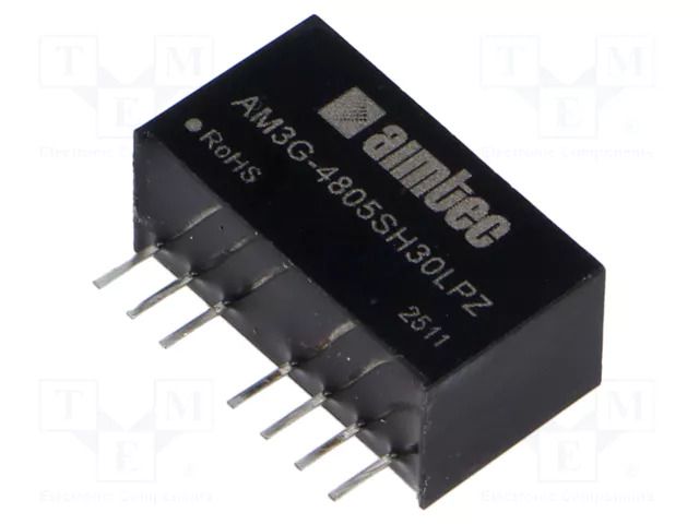 Converter: DC/DC; 3W; Uin: 36÷75VDC; Uout: 5VDC; Iin: 78mA; SIP8; THT AIMTEC AM3G-4805SH30LPZ