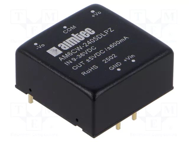 Converter: DC/DC; 6W; Uin: 9÷36VDC; Uout: 5VDC; Uout2: -5VDC; THT AIMTEC AM6CW-2405DLPZ