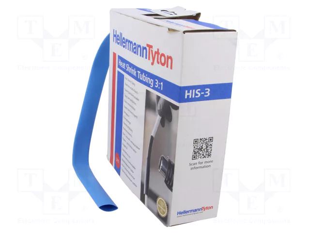 Heat shrink sleeve; 3: 1; 12mm; L: 5m; blue HELLERMANNTYTON HIS-3-12/4-BU