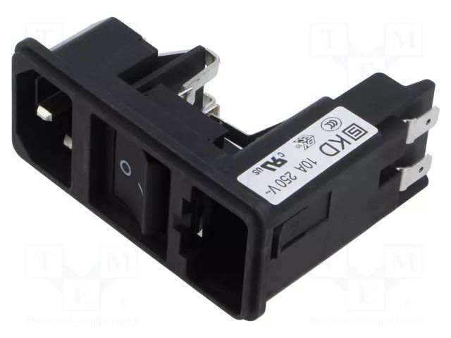 Male; snap-in; plug; 250V; 10A; Type: C14 (E); Des: on/off switch SCHURTER KD14.4101.105