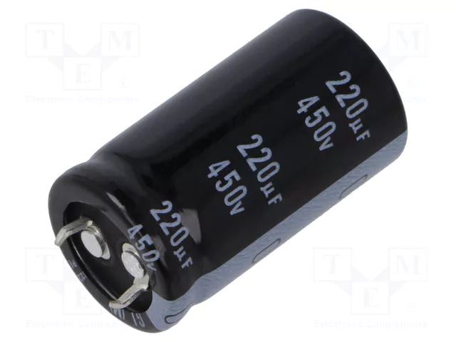 Capacitor: electrolytic; SNAP-IN; 220uF; 450VDC; Ø22x40mm; ±20% NICHICON LGL2W221MELZ40
