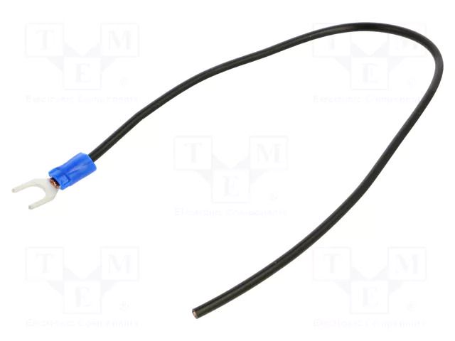 Cable with crimped terminals; H07V-K; 1.5mm2; black; 250mm; fork CHEVAL M5WI-150BK025