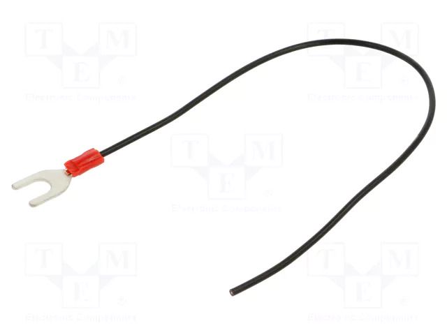 Cable with crimped terminals; H05V-K; 0.5mm2; black; 250mm; fork CHEVAL M6WI-050BK025