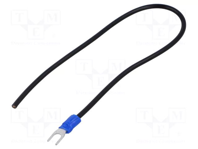 Cable with crimped terminals; H07V-K; 1.5mm2; black; 250mm; fork CHEVAL M4WI-150BK025