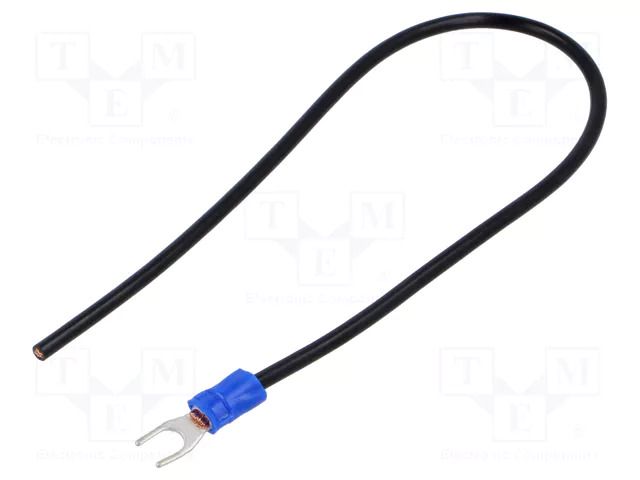 Cable with crimped terminals; H07V-K; 2.5mm2; black; 250mm; fork CHEVAL M4WI-250BK025