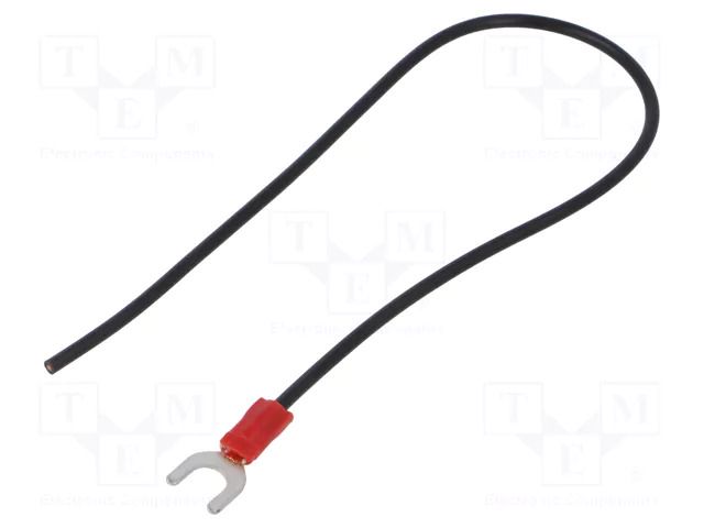 Cable with crimped terminals; H05V-K; 0.75mm2; black; 250mm; fork CHEVAL M5WI-075BK025