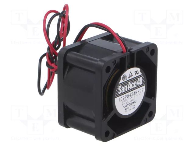Fan: DC; axial; 24VDC; 40x40x28mm; 22.8m3/h; 40dBA; ball; 10300rpm SANYO DENKI 109P0424B302