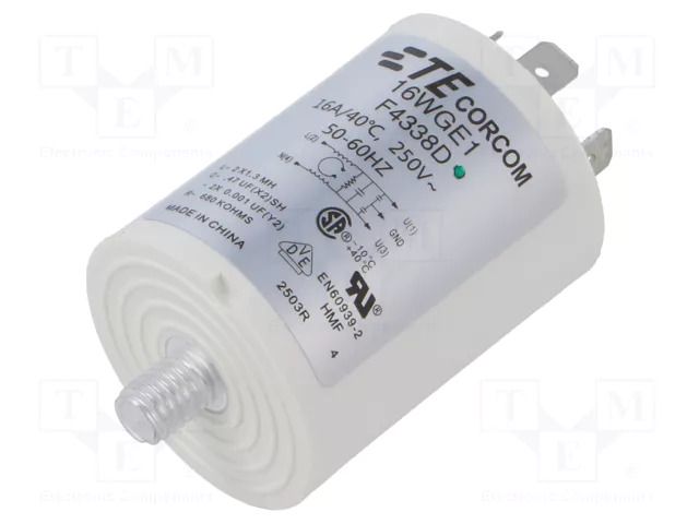 Filter: anti-interference; mains; 250VAC; Cx: 0.471uF; Cy: 2nF TE Connectivity 16WGE1