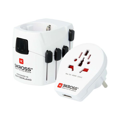 The powerful 3-pole world travel adapter for travellers from all over the world with USB port 1302539 7640166323532