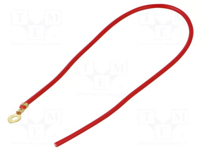 Cable with crimped terminals; H05V-K; 1mm2; red; 250mm; ring CHEVAL M3R-100RD025