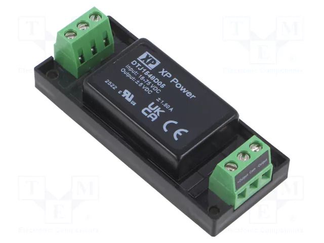 Converter: DC/DC; 15W; Uin: 18÷75VDC; Uout: 5VDC; Uout2: -5VDC; DTJ15 XP POWER DTJ1548D05