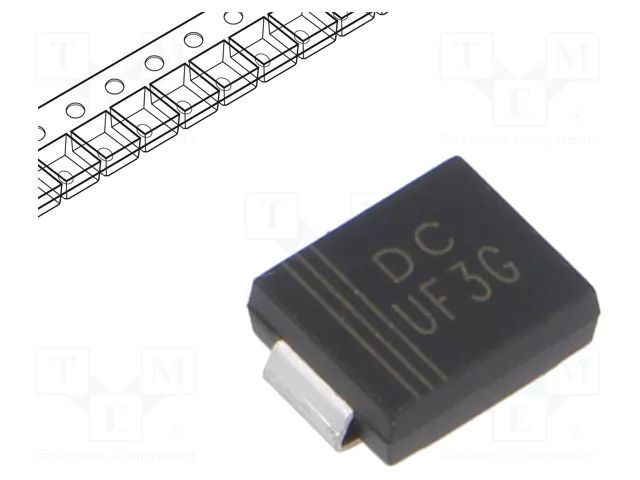 Diode: rectifying; SMD; 400V; 3A; 50ns; SMC; Ufmax: 1.3V; Ifsm: 100A DC COMPONENTS UF3G-DC