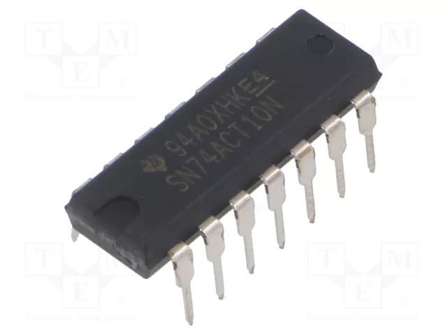 IC: digital; NAND; Ch: 3; IN: 3; CMOS,TTL; THT; DIP14; 4.5÷5.5VDC; tube TEXAS INSTRUMENTS SN74ACT10N