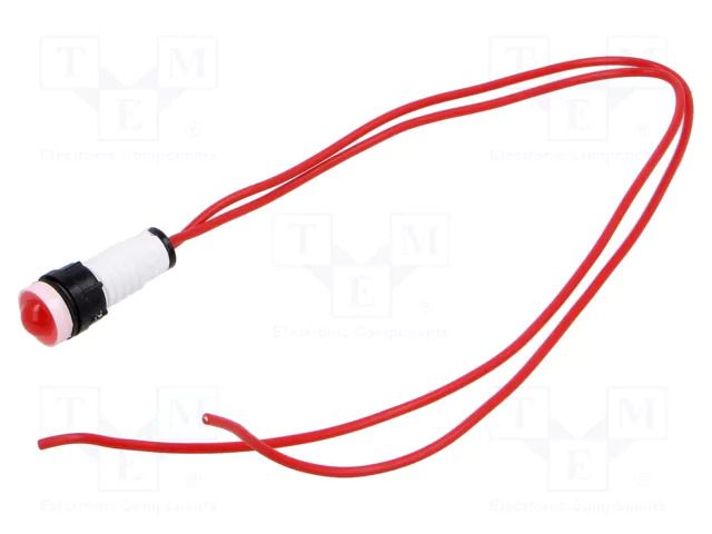 Indicator: LED; prominent; red; 230VAC; Ø10mm; cables; 300mm POLAM-ELTA LR-D7-230VAC/H