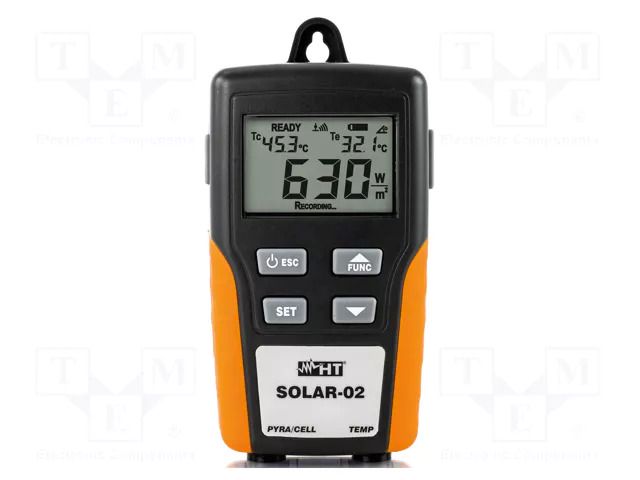 Meter: solar power; Range: 0÷1400W/m2; IP65; Display: LCD; 1% HT INSTRUMENTS HTI-HA000120