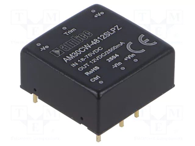 Converter: DC/DC; 30W; Uin: 18÷75VDC; Uout: 12VDC; Iin: 710mA; THT AIMTEC AM30CW-4812SLPZ