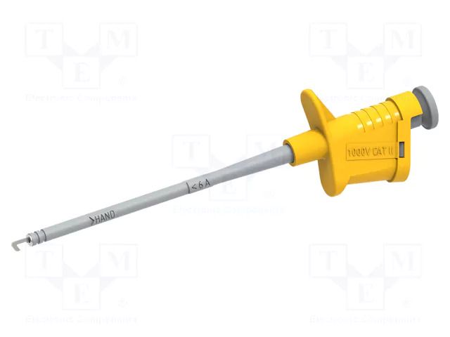 Clip-on probe; hook type; 6A; yellow; Contacts: brass; 4mm; L: 158mm ELECTRO-PJP PJP6008-IEC-J