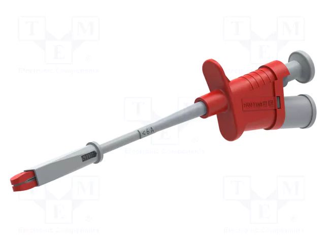 Clip-on probe; crocodile; 6A; red; Contacts: brass; 4mm; L: 176mm ELECTRO-PJP PJP6007-PROB-R