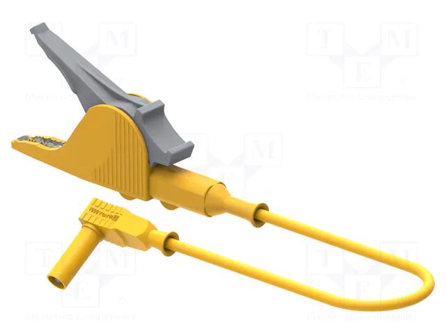 Test lead; 36A; angular banana plug 4mm,crocodile clip; yellow ELECTRO-PJP PJP5066/2414-150J