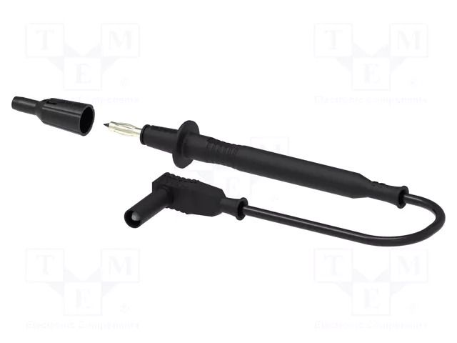 Test lead; 12A; probe tip,banana plug 4mm; Len: 1m; black; Ø: 4mm ELECTRO-PJP PJP4410-D4-100N