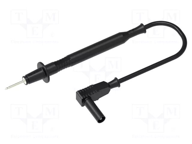 Test lead; 12A; probe tip,banana plug 4mm; Len: 1m; black; Ø: 2mm ELECTRO-PJP PJP4410-D2-100N