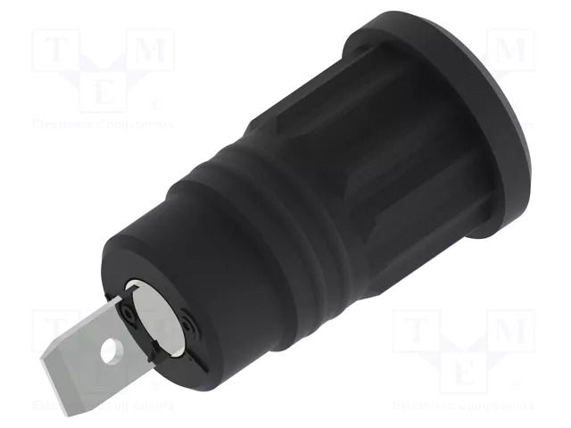 Connector: 4mm banana; socket; 36A; black; nickel plated; 32mm ELECTRO-PJP PJP3294-N